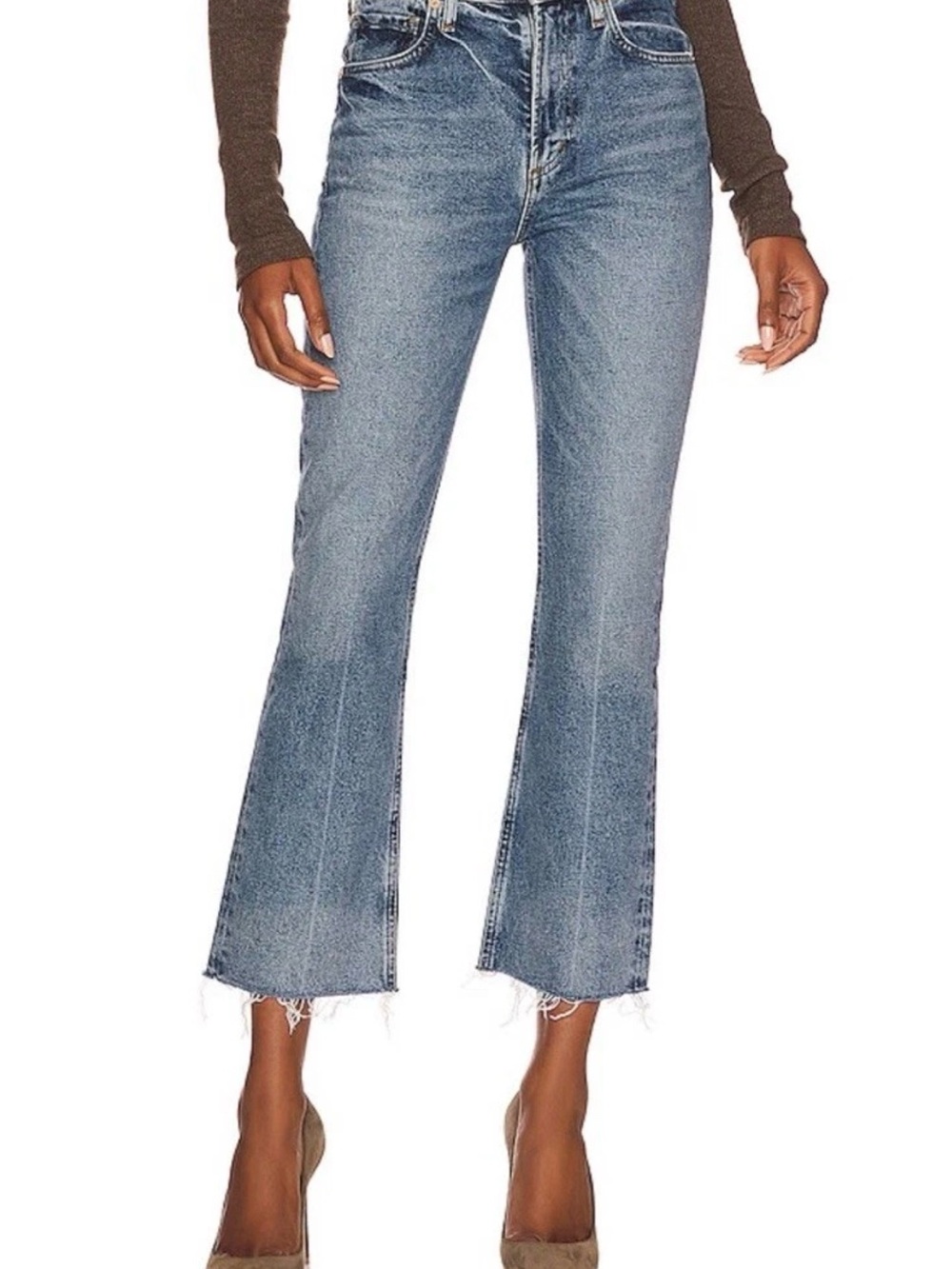 Citizens Of Humanity Womens Isola Straight Crop Bootcut Raw Hem